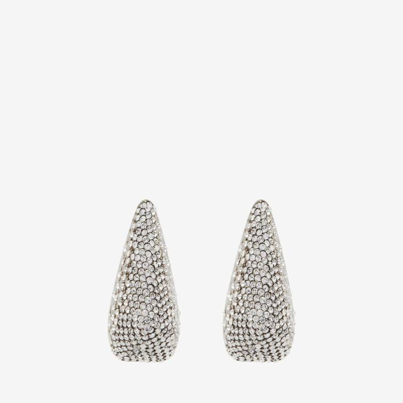 Alexander McQueen Women's Silver Jewelled Claw Earrings (Brass)